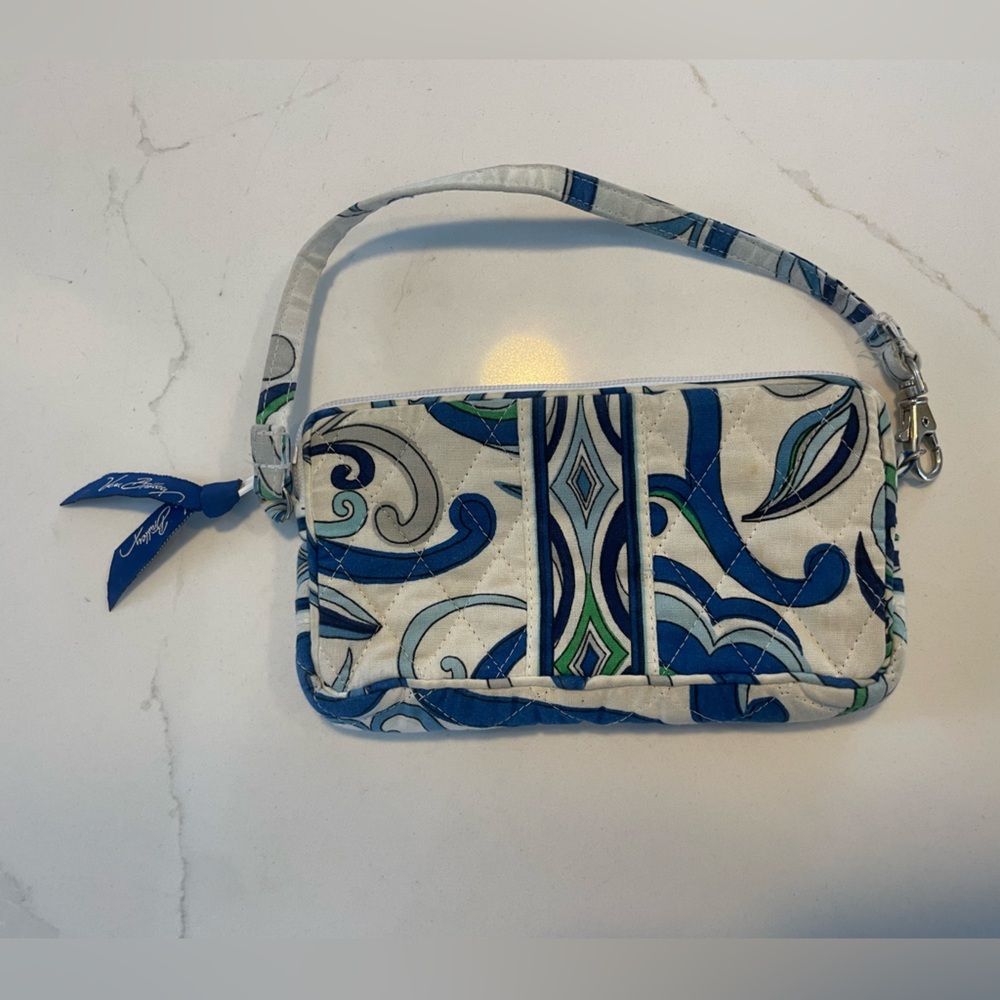 Vera Bradley Blue and Green Patterned Wristlet